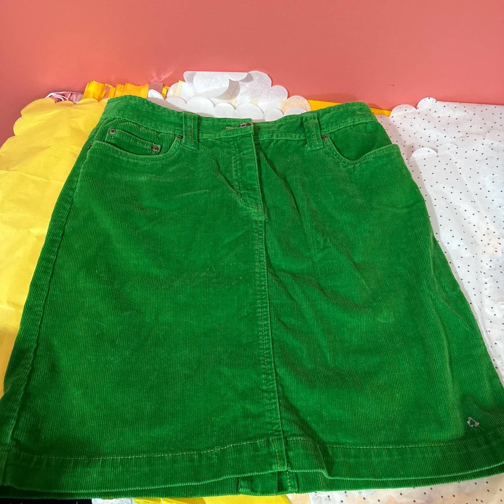 Green Corduroy A-Line Skirt